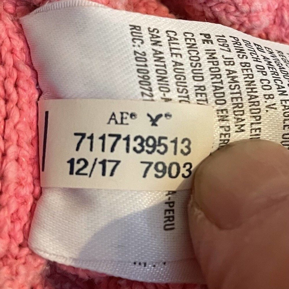 American Eagle Small Crewneck Sweater Pink Popcorn Texture Long Sleeve T… - Picture 6 of 7